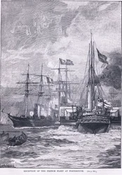 1865 ADのポーツマスでのフランス艦隊のレセプション