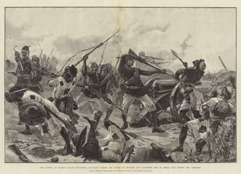 スアキンでの戦い、ブラックスーダンの大隊が敵を後退させ、塹壕の後ろにいる銃の1つを占領しました