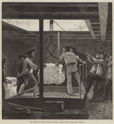 プリンスオブウェールズのインドへの航海、氷をHMSセラピスに乗せて