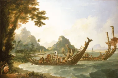 オタヘイテ島（タヒチ）とソサエティ諸島の軍船と、ソサエティ諸島のひとつウリエタ島のオハネネノ港の一部。