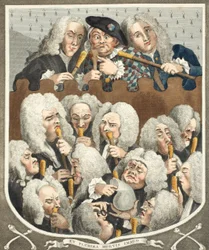 &39;Hogarth Restored：The Whole Works of the Celebrated William Hogarth、re-engraved by Thomas Cook&39;、pubのイラストによる医師または企業の協議会。 1812（ハンドカラー