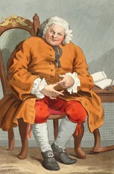 ロバット卿サイモン フレイザーの肖像、1746 年 8 月 25 日、「Hogarth Restored: The Whole Works of the Celebrity William Hogarth, re-engraved by Thomas Cook」のイラスト、パブ。 1812年（手彩色彫刻）