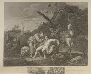 JM Delatre und Simon Francis Ravenetによって刻まれた善きサマリア人、John Boydell（1719-1804）から出版された1772
