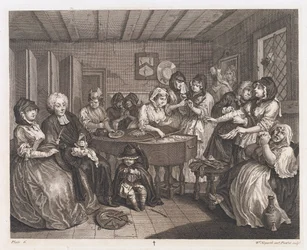 ハーロットの葬儀、1732年に設計、1744年に印刷（エッチングと彫刻）