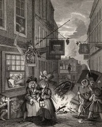 その日の時間：「ウィリアムホガースの作品」からの夜、1833年公開