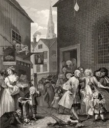その日の時間：正午、「ウィリアムホガースの作品」より、1833年