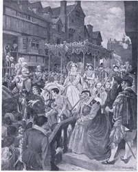 1561年、メアリー女王がエディンバラに入国した時の様子（Cassells History of the British People, published by the Waverley Book Company, c.1950