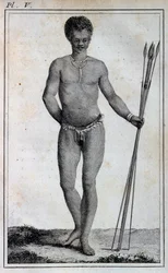 コイコイ人（ホッテントット）、「Le Vaillant Travels of the Interior Parts of Africa by the Cape of Good Hope, in year 1783」より。