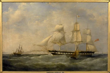 ドーバー（イギリス）沖のインディアマン船「トラファルガー号」。1848年、ロンドンからカルカッタ（インド）へ向かうためにブラックウォール（イギリス）で建造された。