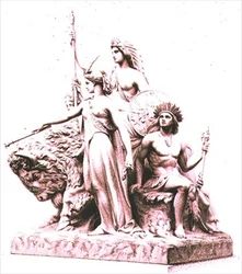 アメリカ、ハイド・パークのアルバート・メモリアルにあるジョン・ベル（1811-95）の大理石の群像からアーティストが彫刻したもので、ヴァーチュー・アンド・カンパニーから出版されています（彫刻）。