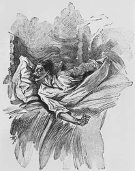 悪夢、ガイ・ド・モーパッサン（1850-93）による「ル・ホーラ」のイラスト、ジョルジュ・ルモワン、パリ、エディションアルビン・ミッシェル、1910年頃（木製彫刻）