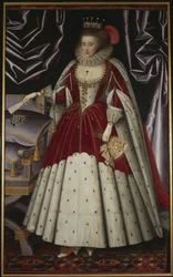 ベッドフォード伯爵夫人ルーシー・ラッセル（旧姓ハリントン） - ラーキン、ウィリアム（1580年代-1619年）によるベッドフォード伯爵夫人ルーシー・ラッセル（1580-1627年）（旧姓ハリントン）の肖像。油彩・キャンバス