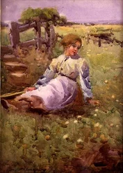 Mulher no Campo (aquarela sobre papel)