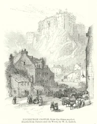 グラスマーケットから見たエジンバラ城(彫刻)