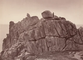 ローガン・ロック、コーンウォール南海岸、1860年代（写真）