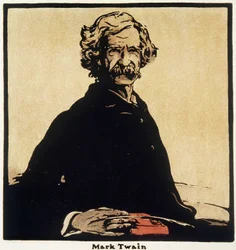 マーク・トウェイン (1835-1910) の肖像 アメリカの作家 - ウィリアム・ニコルソン (1872-1949) による描画