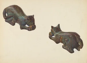 猫とボールのコインバンク、1939年頃。