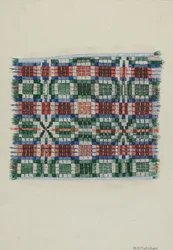 手織りのカバーレット、1937年頃。