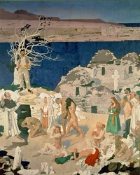 聖なる泉、1916年（キャンバス上のテンペラ）