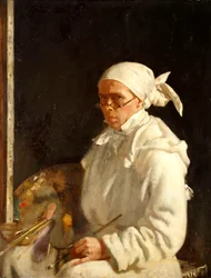 画家：眼鏡をかけた自画像、1907