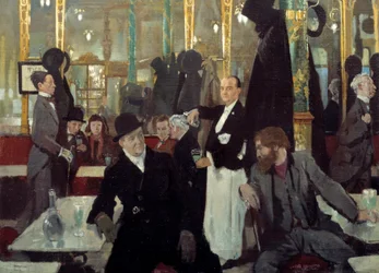ロンドンの王室カフェ。詳細。ウィリアムオーペン卿の絵画