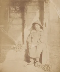 カブの皮をむく少年、c.1854年（写真）