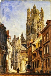 ルーアン、サン・ローラン教会、1860年頃（油彩・紙・板）