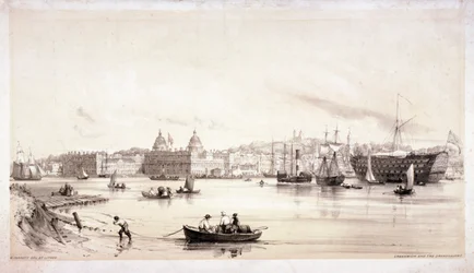 テムズ川を渡るグリニッジの眺め、ロンドン、c1841。