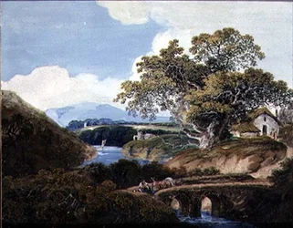 デボンシャーの風景」1780年頃（紙にガッシュ）