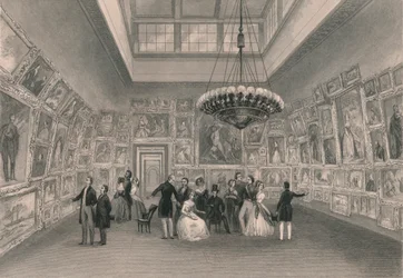 王立アカデミーの展示。 -プライベートビュー、c1844。