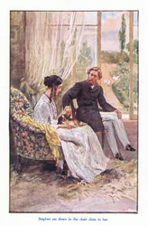 スティーブンは彼女の近くの椅子に座った、1930年代
