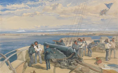 セバストポル、H. M. S. シドンのデッキからスケッチ、1855 年 2 月