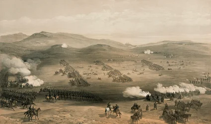 1854年10月25日、19世紀のバラクラバの戦いにおける軽旅団の突撃
