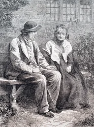 老夫婦。イギリスのイラストレーター、ウィリアム・スモール(1843-1929)によるもの。1880年（彫刻