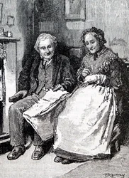 老夫婦。イギリスのイラストレーター、ウィリアム・スモール(1843-1929)によるもの。1880年（彫刻