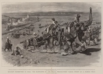 インドでの軍事作戦、追い越し列車で恐怖を感じる重戦車バッテリーの象