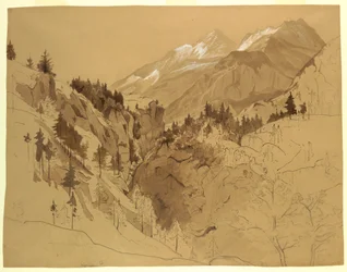 デッサン、スイス、マイリンゲン近郊の山々、1856年