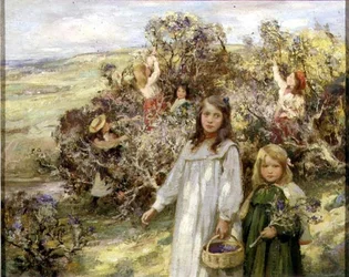 Gathering Blackberries（油彩・キャンバス）
