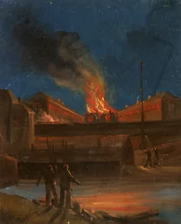 ブリストル暴動：The Gaol Burning、c.1831（紙に油彩）