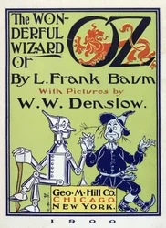 リムナ・フランク・ボーム（1856〜1919）の『オズの魔法使い』のタイトルページ。1900年（カラーリトグラフ