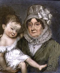 アグネス・フィッツハーバートの母と孫の一人（1817年頃）（スレート版