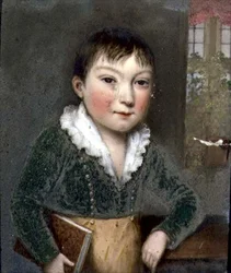 フィッツハーバート家の肖像画に描かれた不明の息子 1817年頃（スレート画）