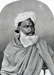 「インドの衣装と人々」（1860年頃）のインド人男性の肖像