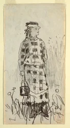 素描《ランチペールを持つ少女》1879年