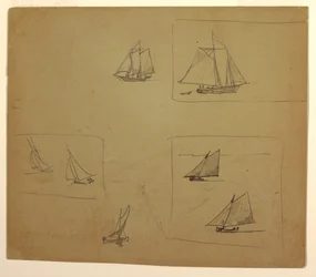 素描、帆船のスケッチ、1881-82年