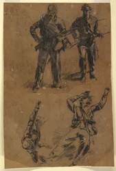 素描、兵士の研究、1863-65年
