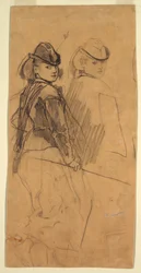 素描、肩越しに見る少女の2つの習作 1862年頃