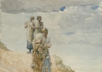 The Cliff、Cullercoats、c.1881-82（網目紙に水彩と木炭）