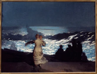 夏の夜。月明かりの中で踊る女性たち。ウィンスロー・ホーマー（1836-1910）画。アメリカ派