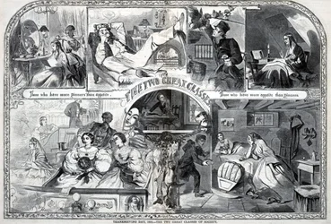 1860年12月1日、『ハーパーズ・ウィークリー』誌より、1860年感謝祭、社会の二大階級